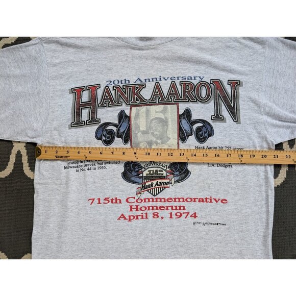 Vintage Hank Aaron Shirt Mens Large 20th Anniversary 1994 MLB 715 Home Runs - Picture 4 of 6